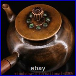 China Dynasty Pure Copper inlay Gem Kung Fu Tea long handle Tea makers Tea Pot