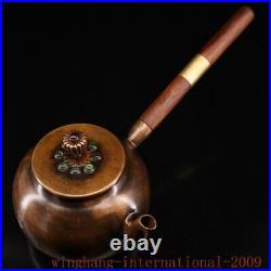 China Dynasty Pure Copper inlay Gem Kung Fu Tea long handle Tea makers Tea Pot