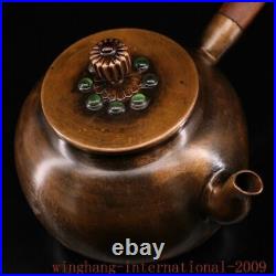 China Dynasty Pure Copper inlay Gem Kung Fu Tea long handle Tea makers Tea Pot