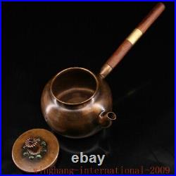 China Dynasty Pure Copper inlay Gem Kung Fu Tea long handle Tea makers Tea Pot