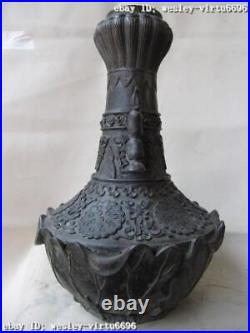 China Pure Copper Bronze elegance lotiform flouncing lotus Jar Tank Pot Vase
