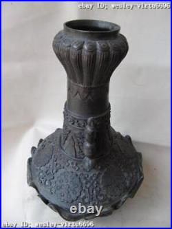 China Pure Copper Bronze elegance lotiform flouncing lotus Jar Tank Pot Vase