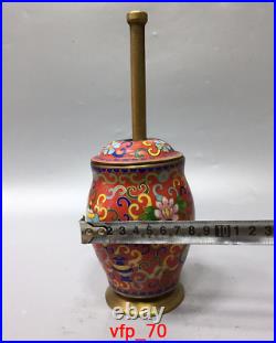 China antique Pure copper Cloisonne Tamper pot