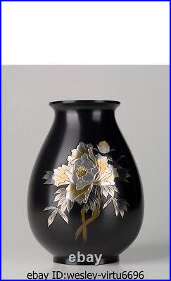 Chinese 100% Pure Brass Copper Hand Painting Royal Lucky Vase Jar Jug Pot