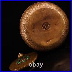 Chinese Folk Collection Handmade Pure Copper Inlaid Gemstone Tea Pot