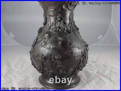 Chinese Palace Royal Pure Copper Bronze Lucky Dragon Jar Tank Crock Pot Vase