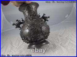 Chinese Palace Royal Pure Copper Bronze Lucky Dragon Jar Tank Crock Pot Vase