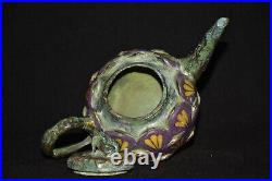 Collect Chinese pure copper cloisonne wire petals lotus end long mouth wine pot