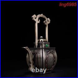 Collection China pure copper inlay gem Pine statue flagon Tea makers Tea Pot