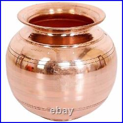 Copper Tamba Matka/Pot 3 Litre Water Storing Capacity, Leak Proof, 100% Pure Copp