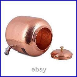Copper Water Dispenser Container Pot 5LTR Matka Pure Copper 5 Tumbler