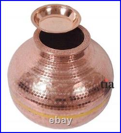 Designer 100% Pure Copper Water Dispancer, Container Pot (Matka) Gift Set