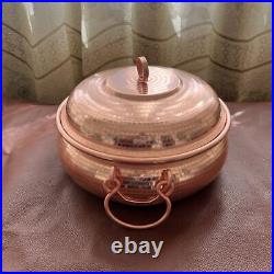 Double Handle Mutton Pure Copper Stew Soup Pot Handmade Lid Gas/Induction Cook