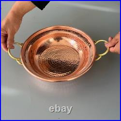 Double Handle Pure Copper Soup Pot Fruit Plate Handmade No Lid Multi Use