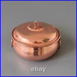 Double Handle Pure Copper Stew Soup Pot Handmade Lid Multi Use Gas/Induction