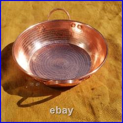 Double Single Handle Pure Copper Frying Pan Soup Pot Handmade No Lid Multi Use