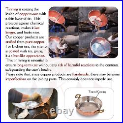HAKAN Handmade Pure Copper Casserole Pot, Decorative Hammered Copper Cookware