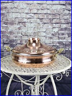 HANDMADE Pure Copper Cookware Set, Thick Double Handle Brass Handle Pot with Lid