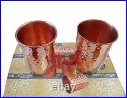 Hammered Pure Copper Water Dispenser Pot With Free 2 Glass Ayurveda Healing 5LTR