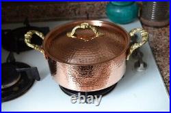 Hammered copper cooking pots, Pure copper casserole pots with lid