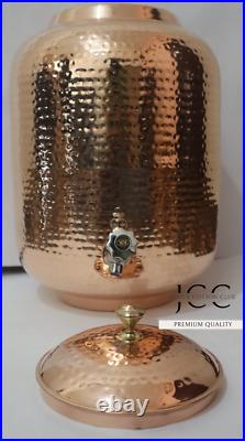 Handicraft Pure Copper Dispenser With 2 Glass, Ayurveda Benefit Copper Pot