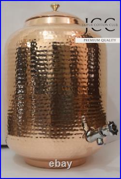 Handicraft Pure Copper Dispenser With 2 Glass, Ayurveda Benefit Copper Pot