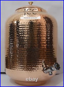 Handicraft Pure Copper Dispenser With 2 Glass, Ayurveda Benefit Copper Pot