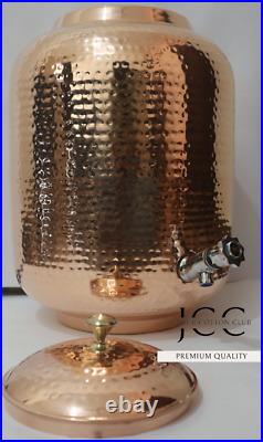 Handicraft Pure Copper Dispenser With 2 Glass, Ayurveda Benefit Copper Pot