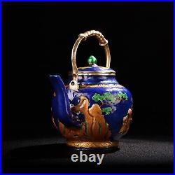 Handmade Pure Copper Cloisonne Painted Tea Pot from Folk Collection