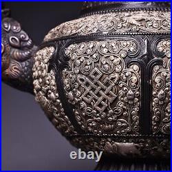 Handmade Pure Copper Embossed Butter Tea Pot in Chinese Folk Collection