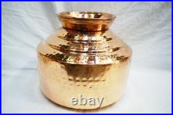 Handmade Pure Copper Indian Ghagri Chari Matka Pot Jaldhara With Lid Capacity
