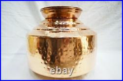 Handmade Pure Copper Indian Ghagri Chari Matka Pot Jaldhara With Lid Capacity