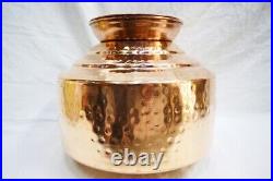 Handmade Pure Copper Indian Ghagri Chari Matka Pot Jaldhara With Lid Pitcher