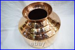 Handmade Pure Copper Indian Ghagri Chari Matka Pot Jaldhara With Lid Pitcher