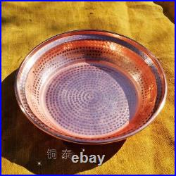 Handmade Pure Copper Plate Deep Pan Pot Frying Thick Purple Double Handle