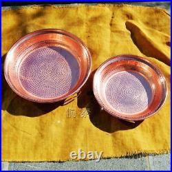 Handmade Pure Copper Plate Deep Pan Pot Frying Thick Purple Double Handle