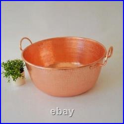 Handmade Pure Copper Stew Jam Pot Thick Soup with Handle Deep Tableware