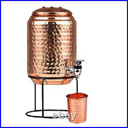 Heavy Pure Copper Water Dispenser Pot (4000 ml) with Copper Glass (300ml) US