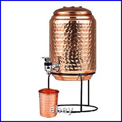 Heavy Pure Copper Water Dispenser Pot (4000 ml) with Copper Glass (300ml) US