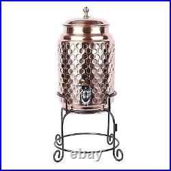 Heavy Pure Copper Water Dispenser Pot (5000 ml) with 2 Copper Glass (300ml) US