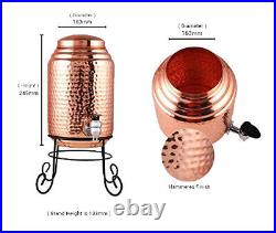 Heavy Pure Copper Water Dispenser Pot (5000 ml) with Copper Glass (300ml) US