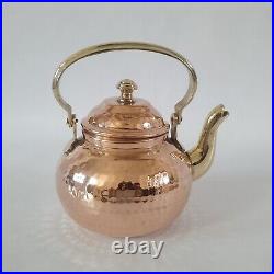 Indian 100% Pure Copper Hammered Tea Kettle Teapot Coffee Serving Pot 17 &2 4 Oz