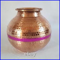 Indian Artisan Handmade Pure Copper Water Storage Dispenser With Copper Bottle