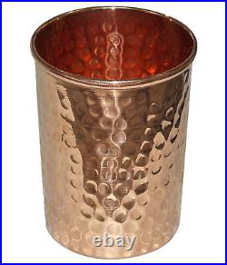 Indian Handmade Hammered Pure Copper Water Dispenser Pot 8 Liter with 2 Tumbler