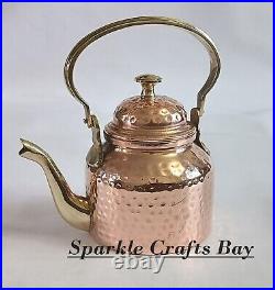 Indian Pure Copper Handmade Hammered Tea Kettle Teapot Coffee Serving Pot