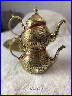 Indian Pure Copper Handmade Hammered Tea Kettle Teapot Coffee Serving Pot 2 pic