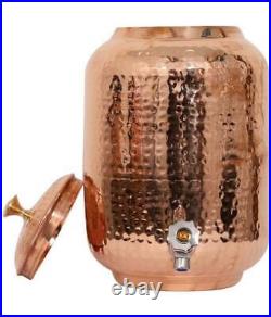 Indian Pure Copper Water Storage Pot 5 Litter Dispenser Pot Kitchen Decoration