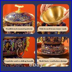 Old Beijing style Cloisonne household pure copper hot pot pan sets cookware