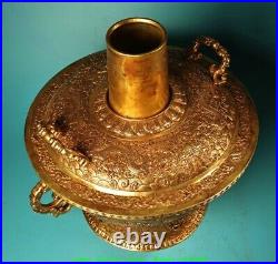 Old Chinese Dynasty Copper 24 K Gold Dragon Beast Pattern 2 Ears Hot Pot Boiler