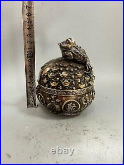 Pure Copper Antique Treasure Pot Gold Cicada